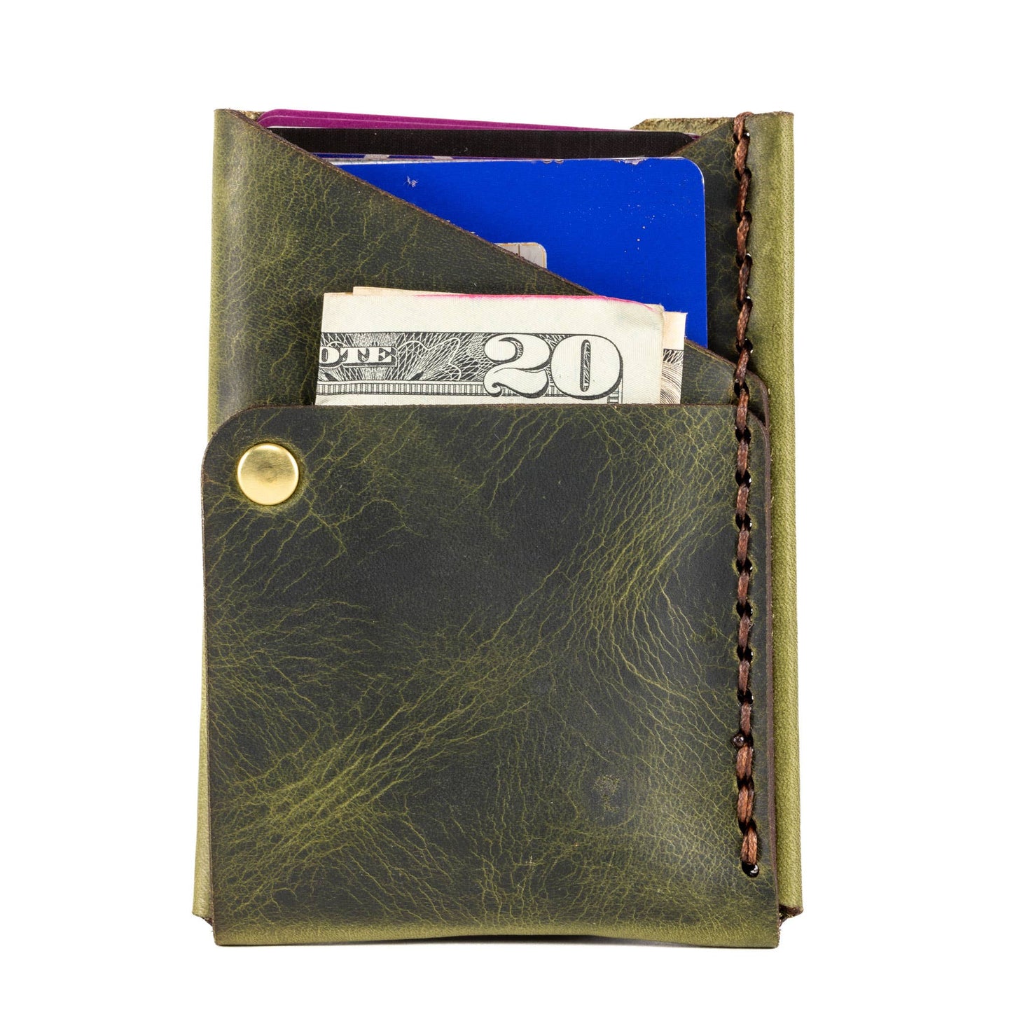 Espacio Handmade - Big Spender Leather Wallet – Olive – Front Pocket Wallet