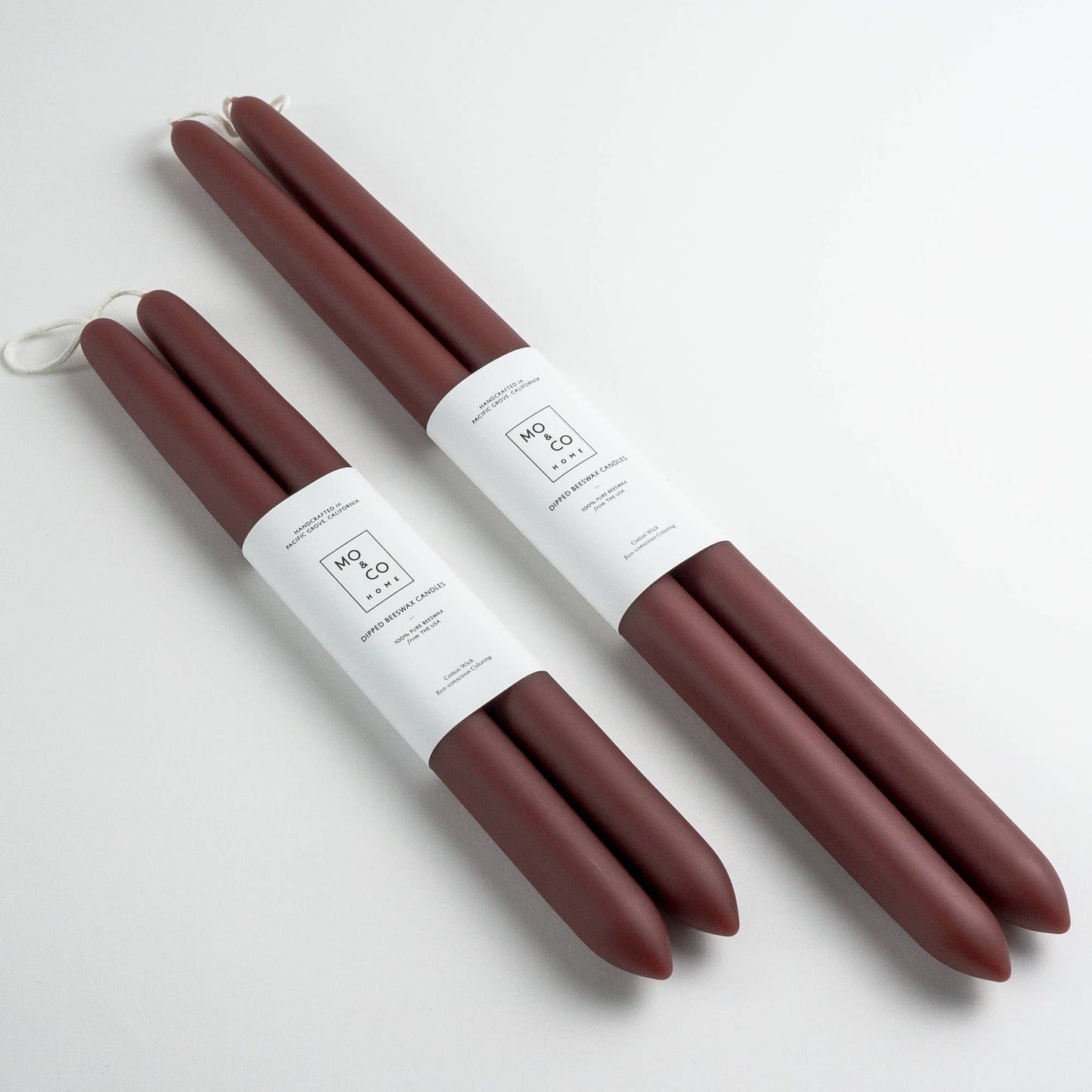 Mo&Co Home - 10" & 14" - 100% Beeswax Dipped Candles | Burgundy